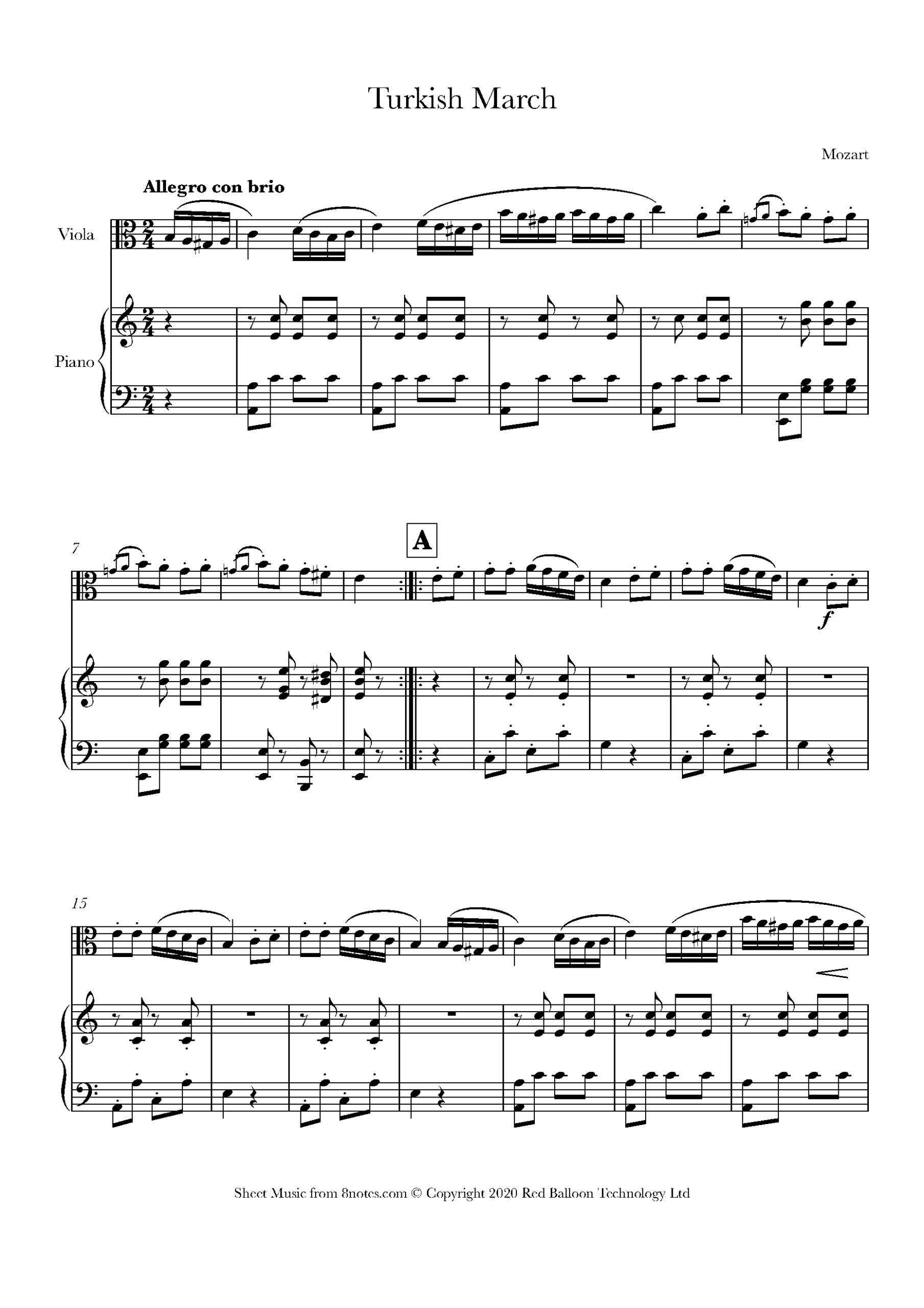 Mozart Wolfgang Amadeus Turkish March full Version For Viola Free Sheet Music For Viola 8notes Mozart Wolfgang Amadeus Turkish March full Version For Viola Free Sheet Music For Viola 8notes