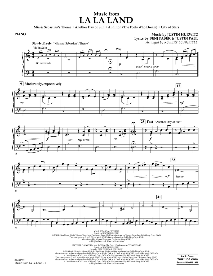 Music From La La Land Piano By Robert Longfield Orchestra Digital Sheet Music Sheet Music Plus