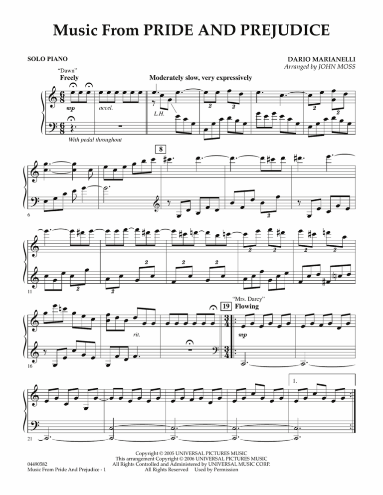 Music From Pride Prejudice Piano By John Moss Orchestra Digital Sheet Music Sheet Music Plus