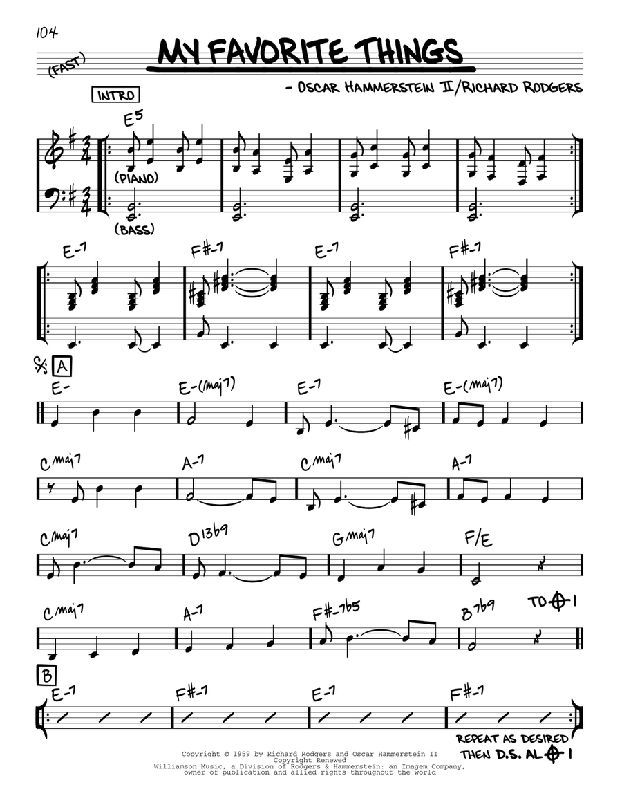 My Favorite Things By John Coltrane Piano C Instrument Digital Sheet Music Sheet Music Plus