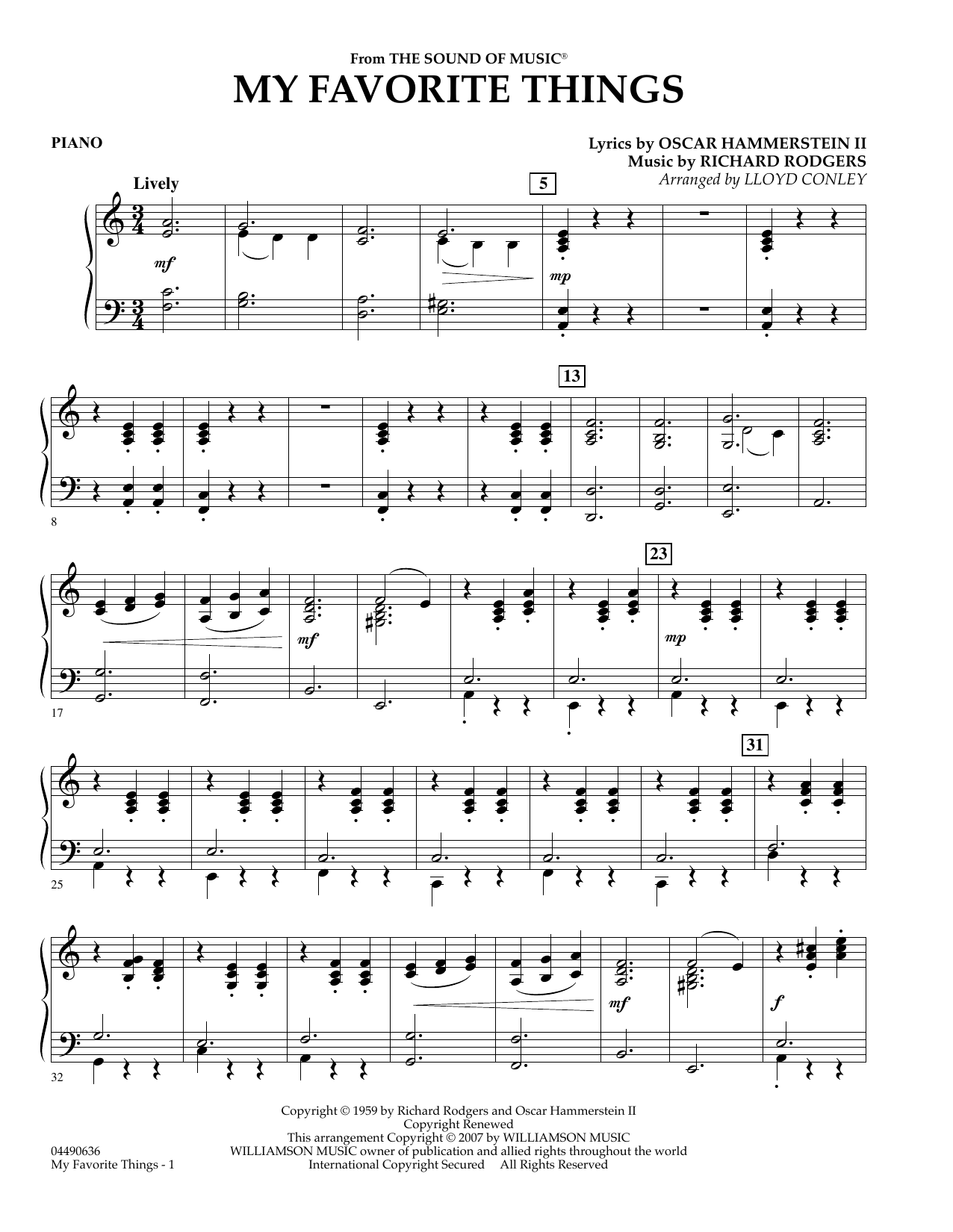 My Favorite Things Piano By Lloyd Conley Sheet Music For Orchestra At Sheet Music Direct