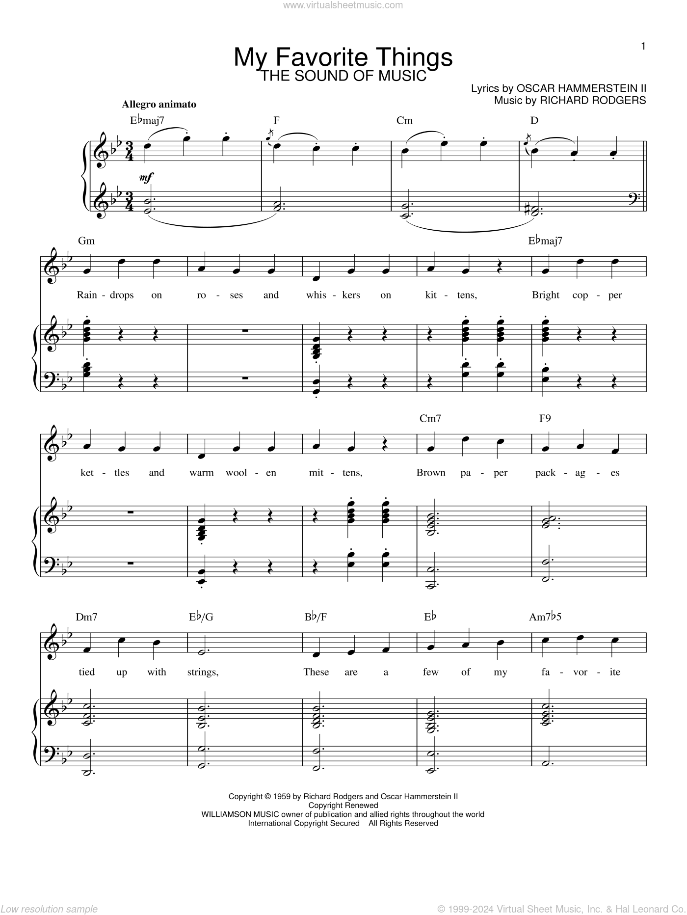 my favorite things piano sheet music
