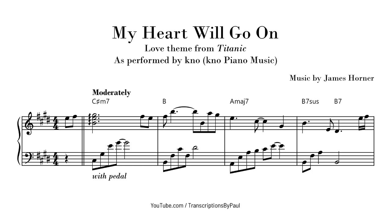 My Heart Will Go On From Titanic Sheet Music Transcription YouTube My Heart Will Go On From Titanic Sheet Music Transcription YouTube