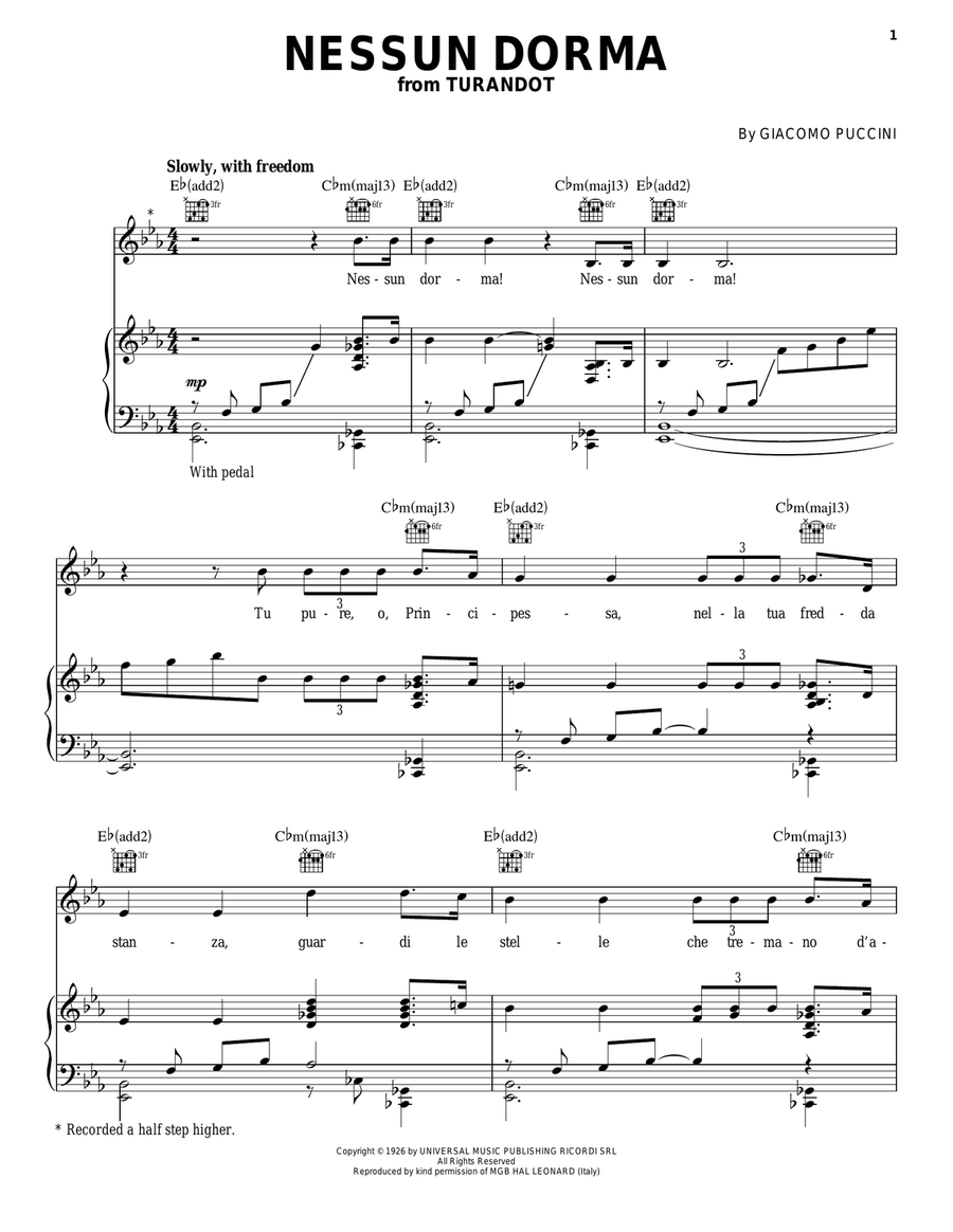 Nessun Dorma By Jackie Evancho Acoustic Guitar Classical Guitar Voice Digital Sheet Music Sheet Music Plus
