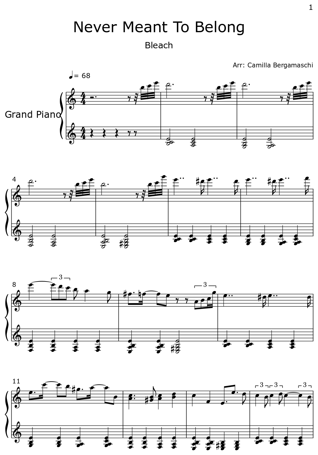 never meant to belong piano sheet music