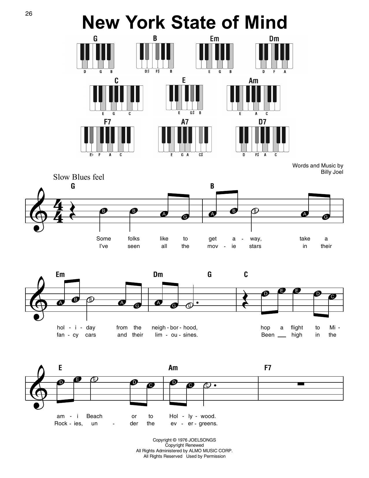 New York State Of Mind By Billy Joel Sheet Music For Super Easy Piano At Sheet Music Direct New York State Of Mind By Billy Joel Sheet Music For Super Easy Piano At Sheet Music Direct