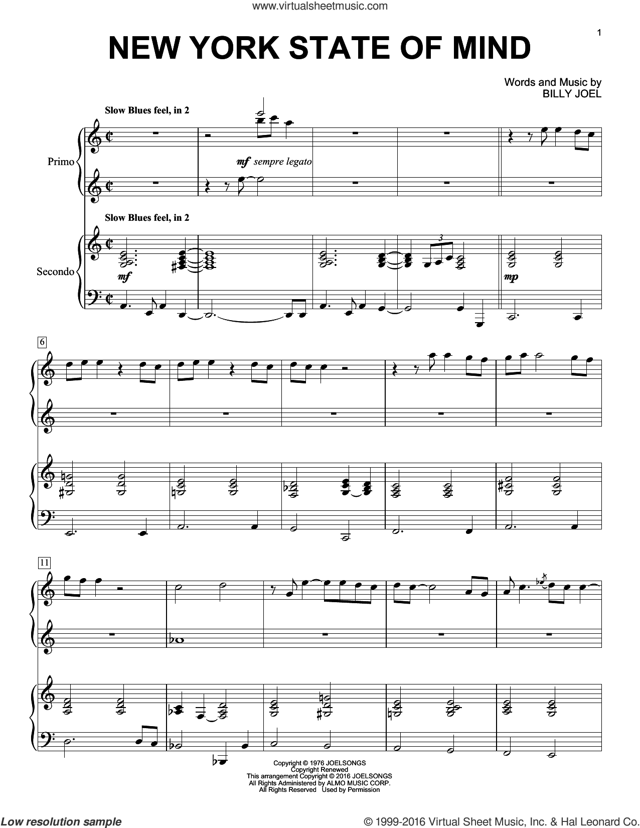 New York State Of Mind Sheet Music For Piano Four Hands PDF New York State Of Mind Sheet Music For Piano Four Hands PDF