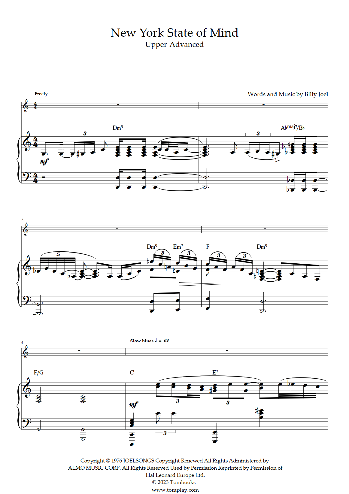 new york state of mind piano sheet music new york state of mind piano sheet music