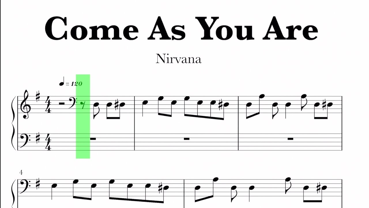 come as you are piano sheet music come as you are piano sheet music