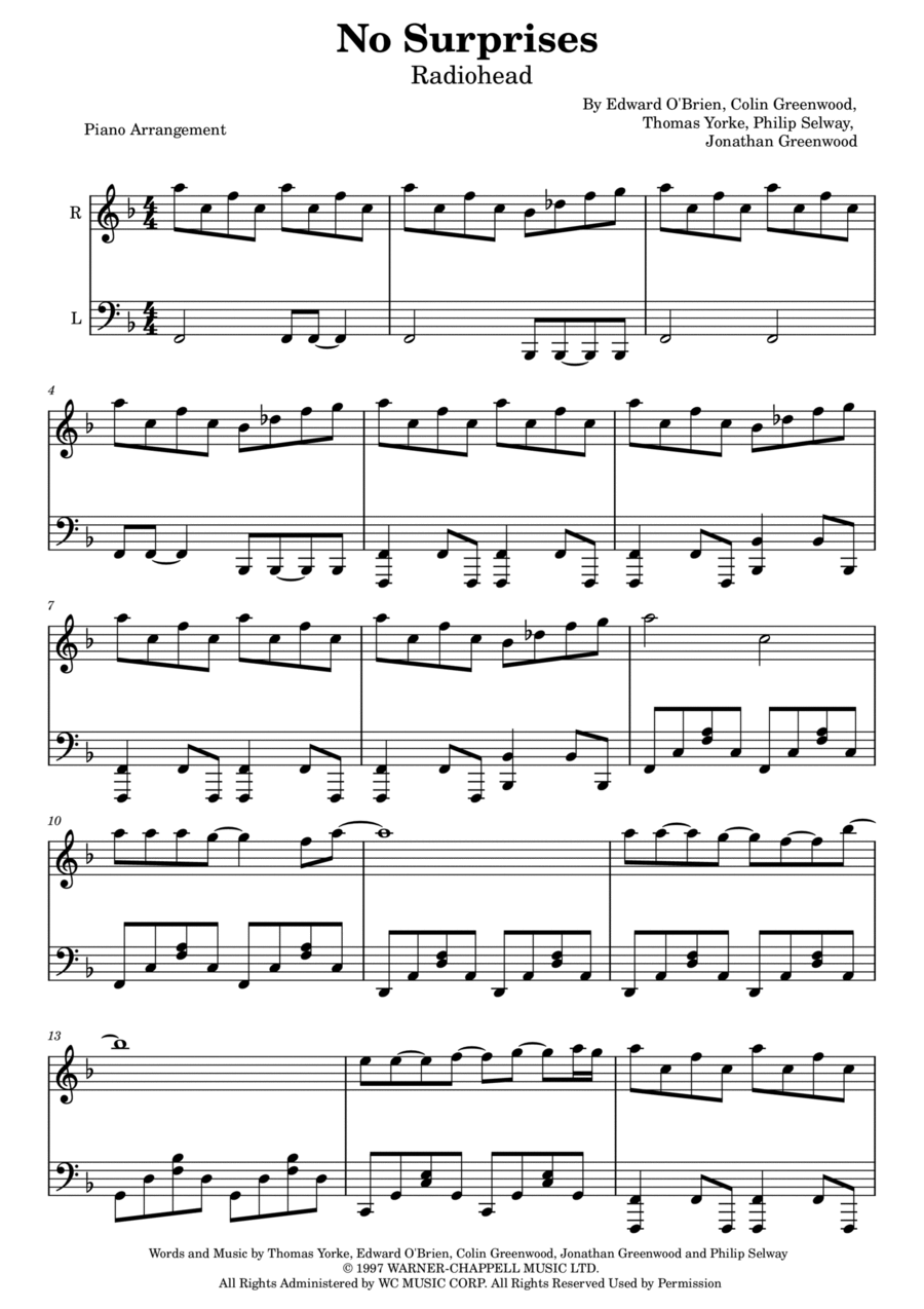 No Surprises By Radiohead Piano Solo Digital Sheet Music Sheet Music Plus No Surprises By Radiohead Piano Solo Digital Sheet Music Sheet Music Plus