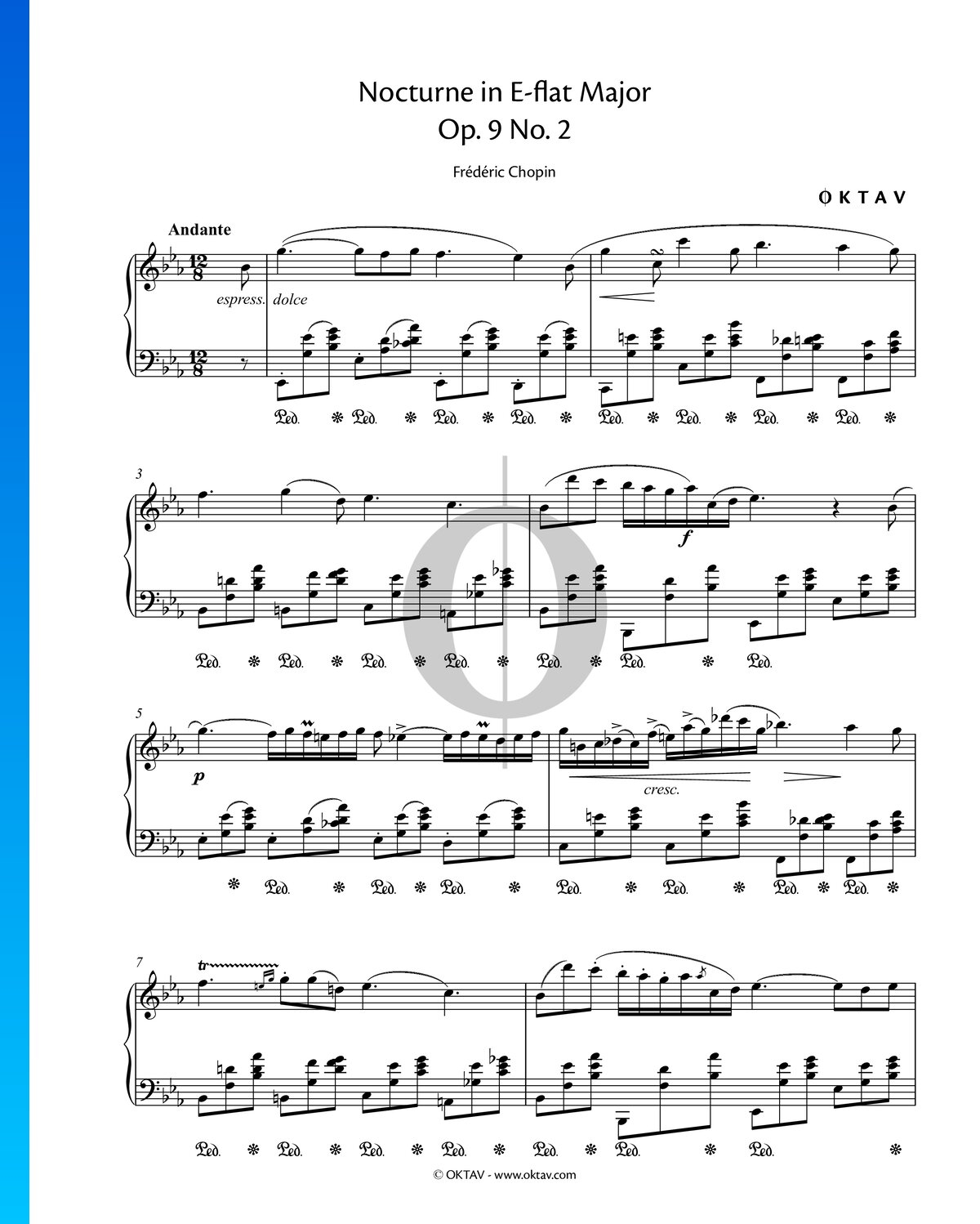 Nocturne In E flat Major Op 9 No 2 Fr d ric Chopin Piano Sheet Music OKTAV