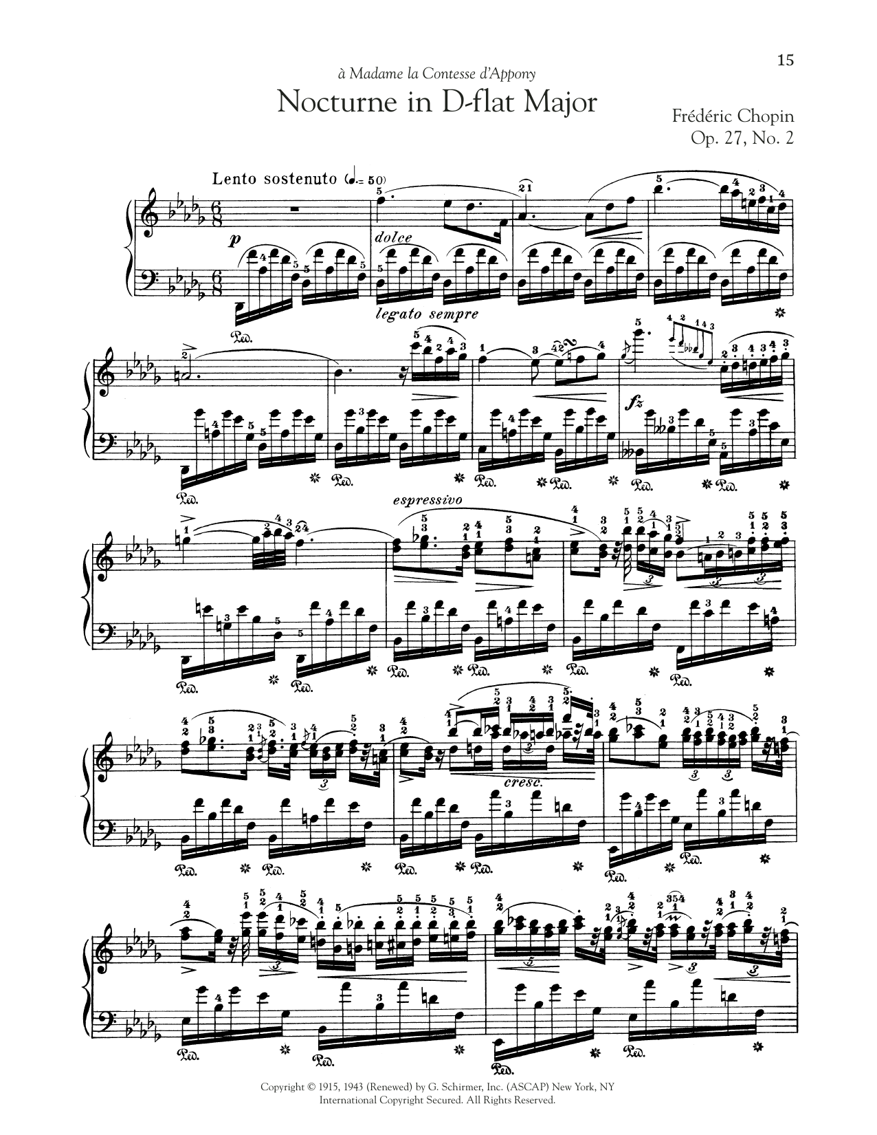 Nocturne Op 27 No 2 By Fr d ric Chopin Sheet Music For Piano Solo At Sheet Music Direct