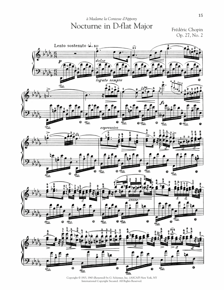 Nocturne Op 27 No 2 By Fr d ric Chopin Sheet Music For Piano Solo At Sheet Music Direct