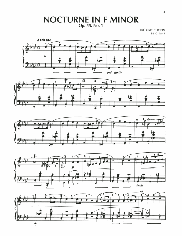 Nocturne Op 55 No 1 By Frederic Chopin Sheet Music For Piano Solo At Sheet Music Direct