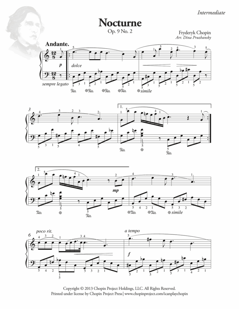 Nocturne Op 9 No 2 By Frederic Chopin Piano Method Piano Solo Digital Sheet Music Sheet Music Plus