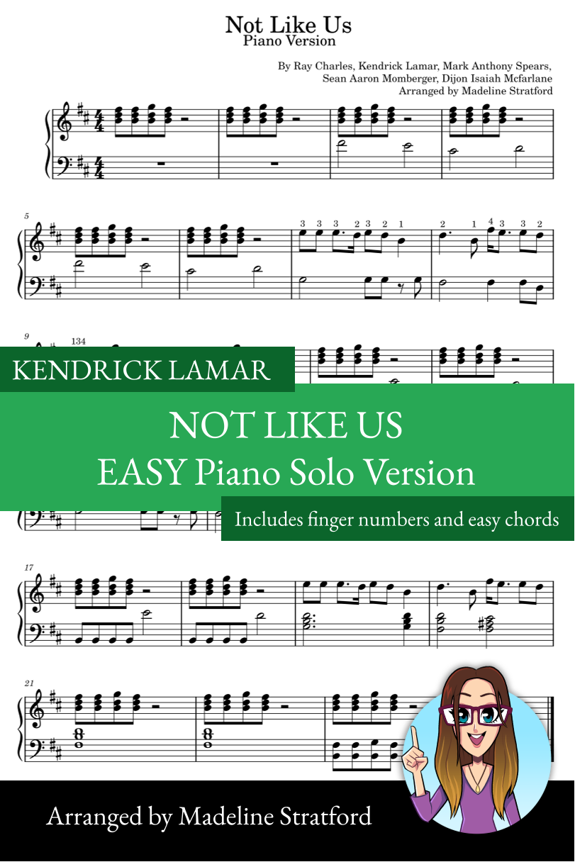 Not Like Us arr Madeline J Stratford By Kendrick Lamar Sheet Music For Easy Piano At Sheet Music Direct