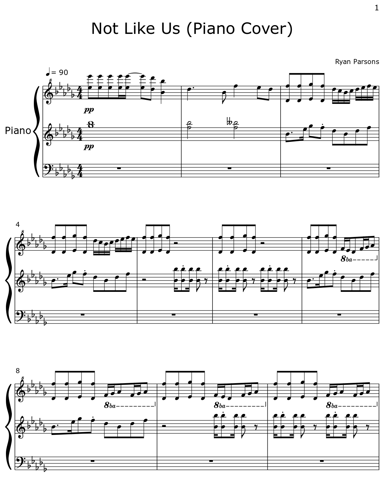 Not Like Us Piano Cover Flat