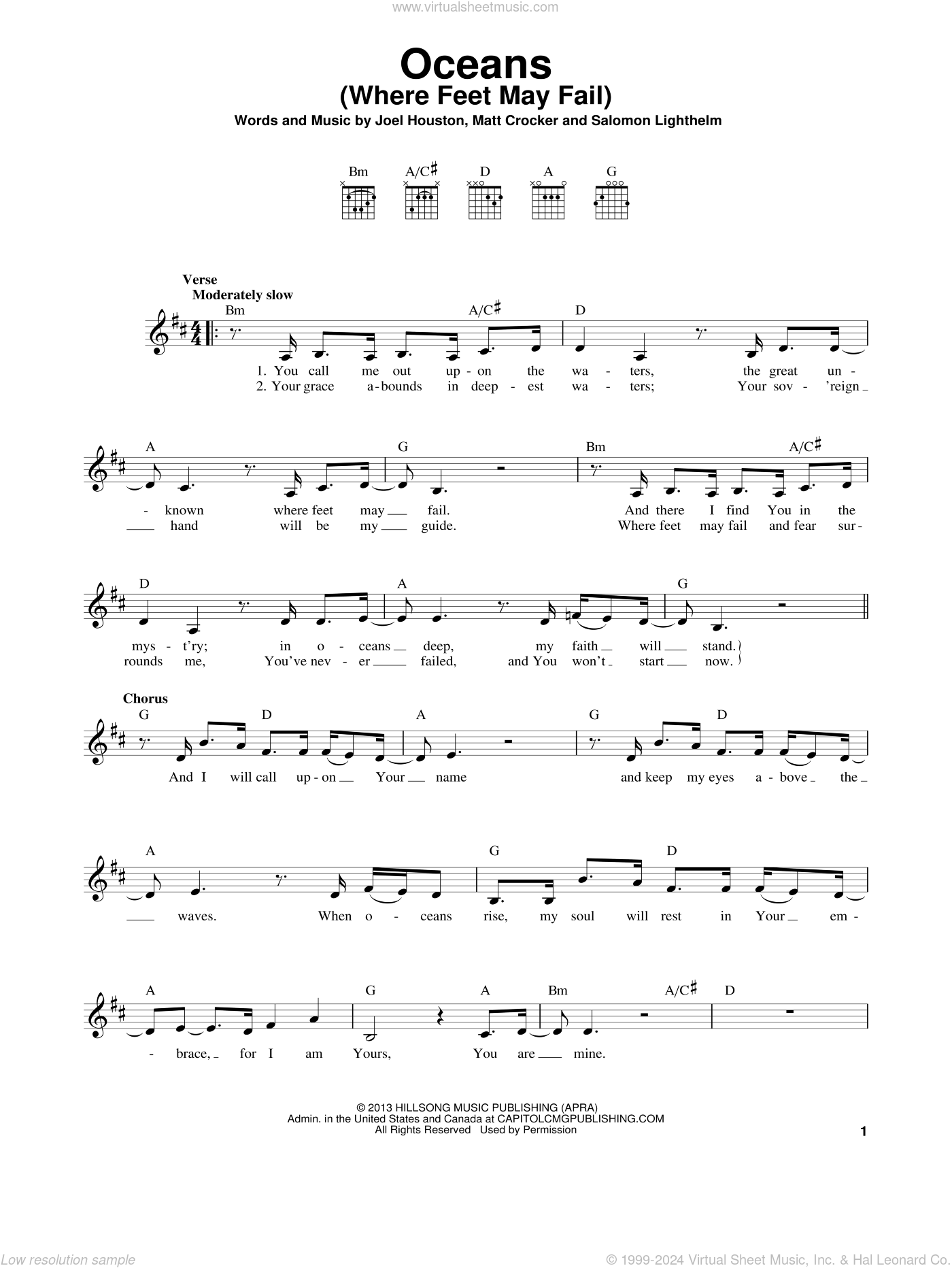 oceans where feet may fail piano sheet music