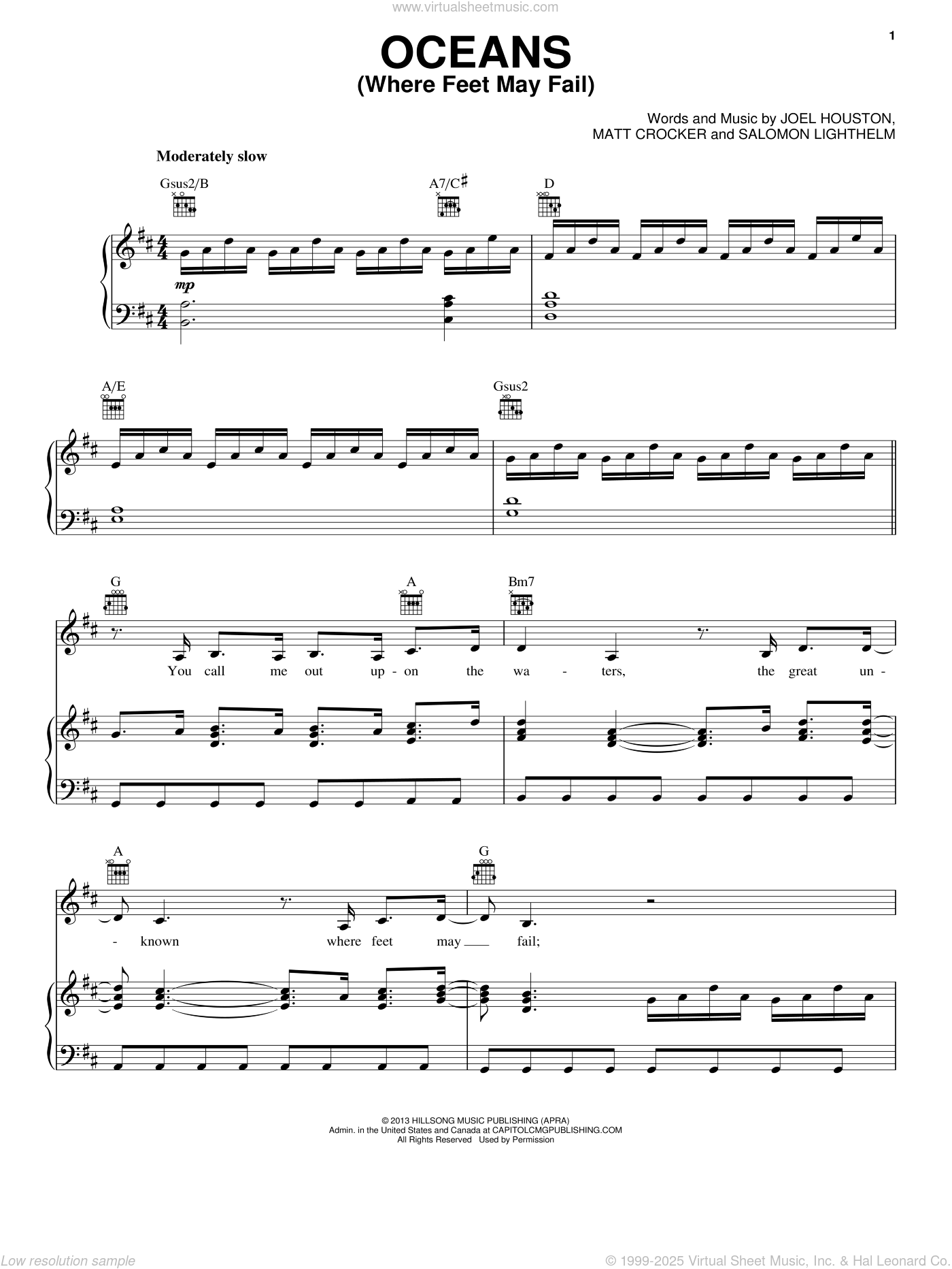 Oceans Where Feet May Fail Sheet Music For Voice Piano Or Guitar