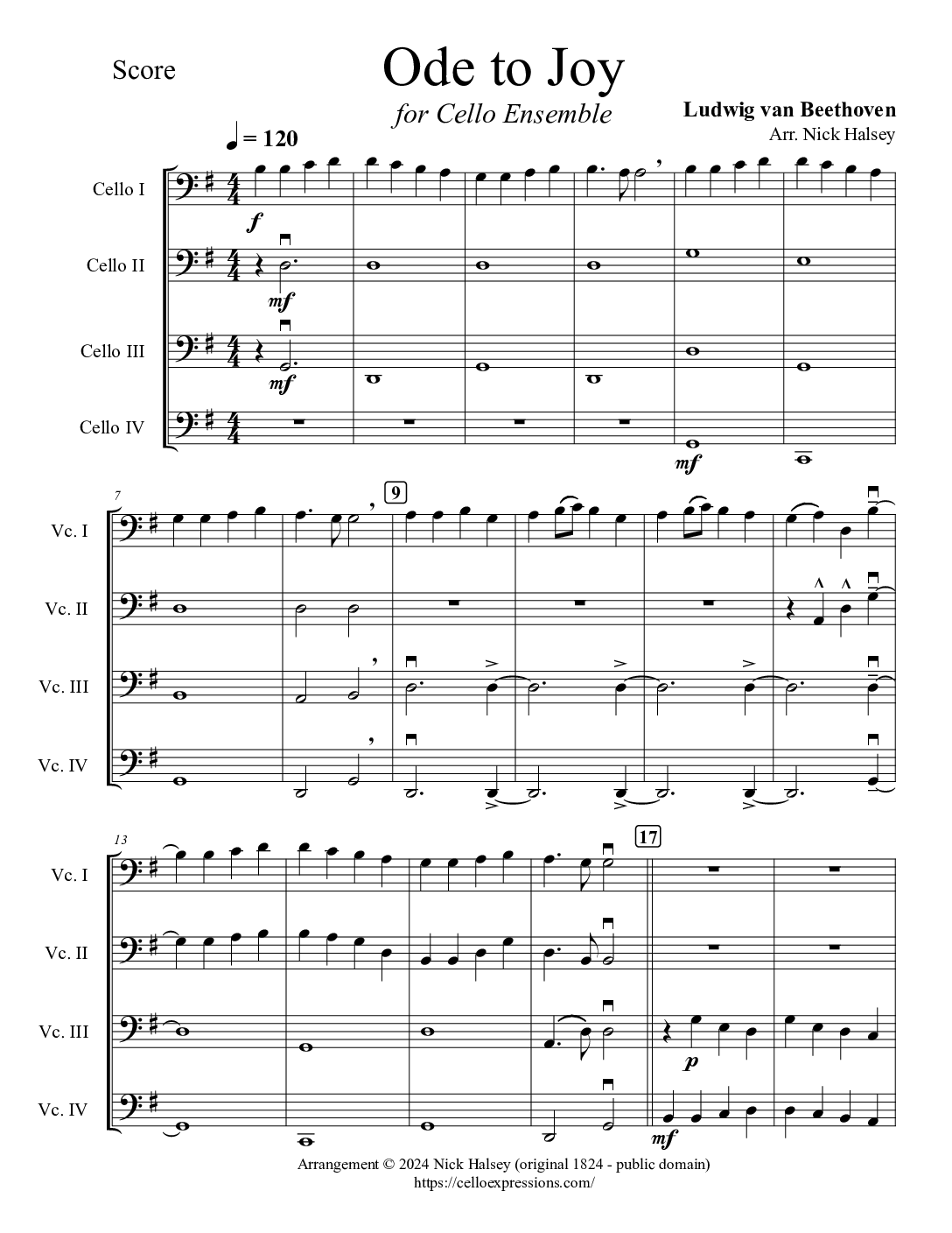 ode to joy sheet music piano