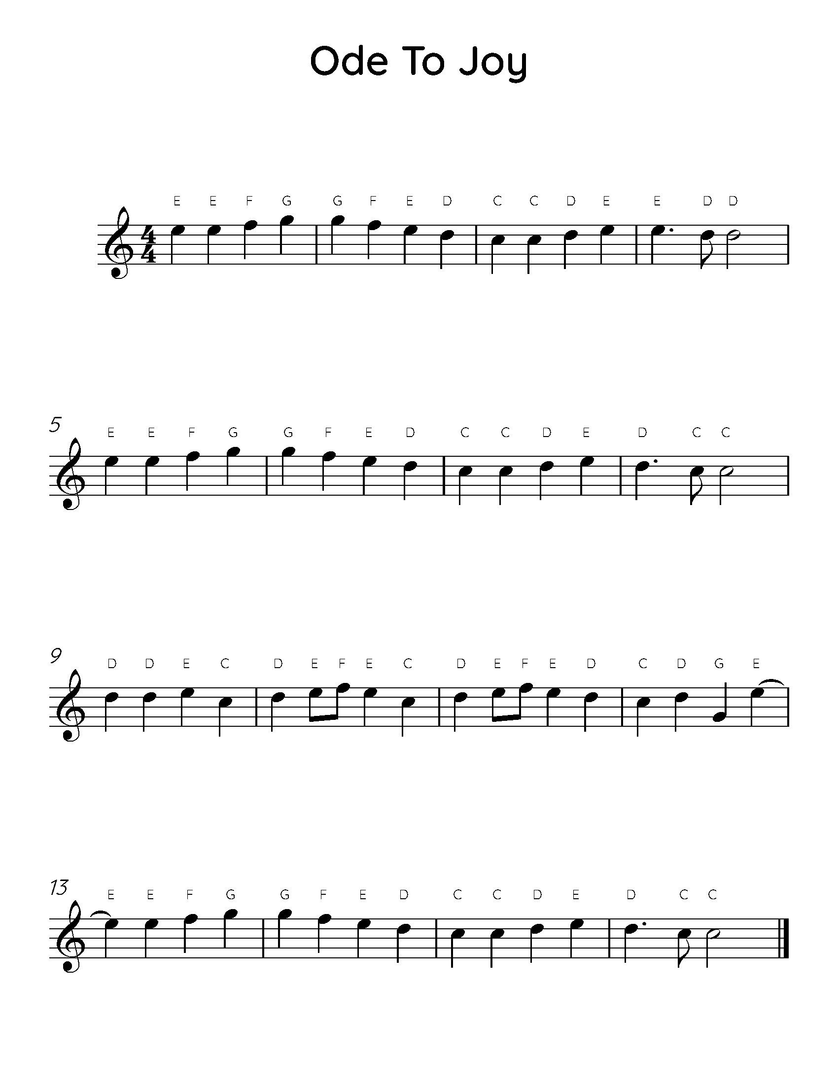 Ode To Joy Easy Piano Sheet Music Digital Downloadable Musical Sheets Kids Beginner Songs PDF Etsy
