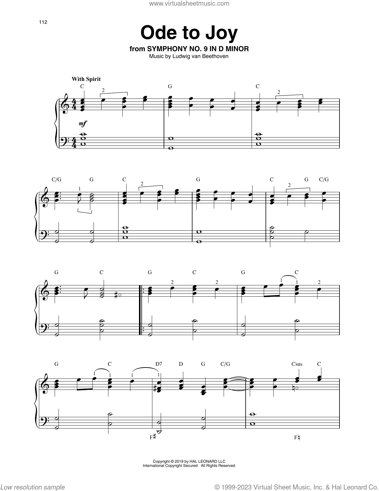 Ode To Joy Sheet Music For Harp Solo PDF 