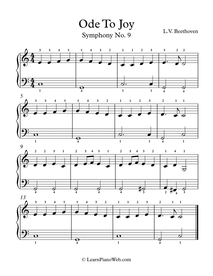 Ode To Joy Symphony No 9 L V Beethoven Easy Piano arr LearnPianoWeb By Ludwig Van Beethoven Sheet Music For Easy Piano At Sheet Music Direct
