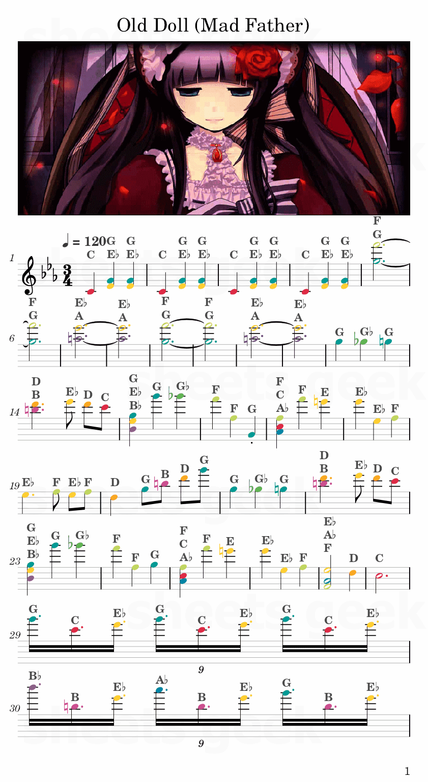 Old Doll Mad Father Easy Sheet Music