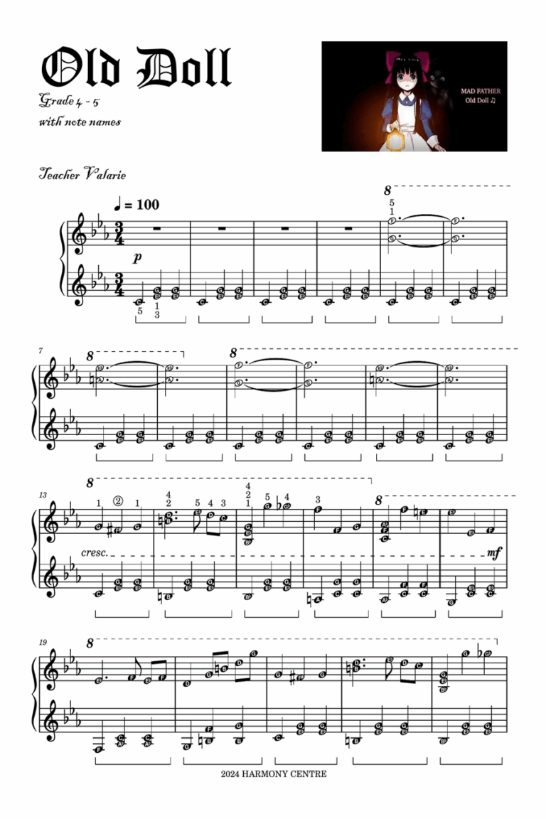 Old Doll MadFather Piano Sheet For Grade 4 5 With Note Names Piano Method Easy Piano Digital Sheet Music Sheet Music Plus