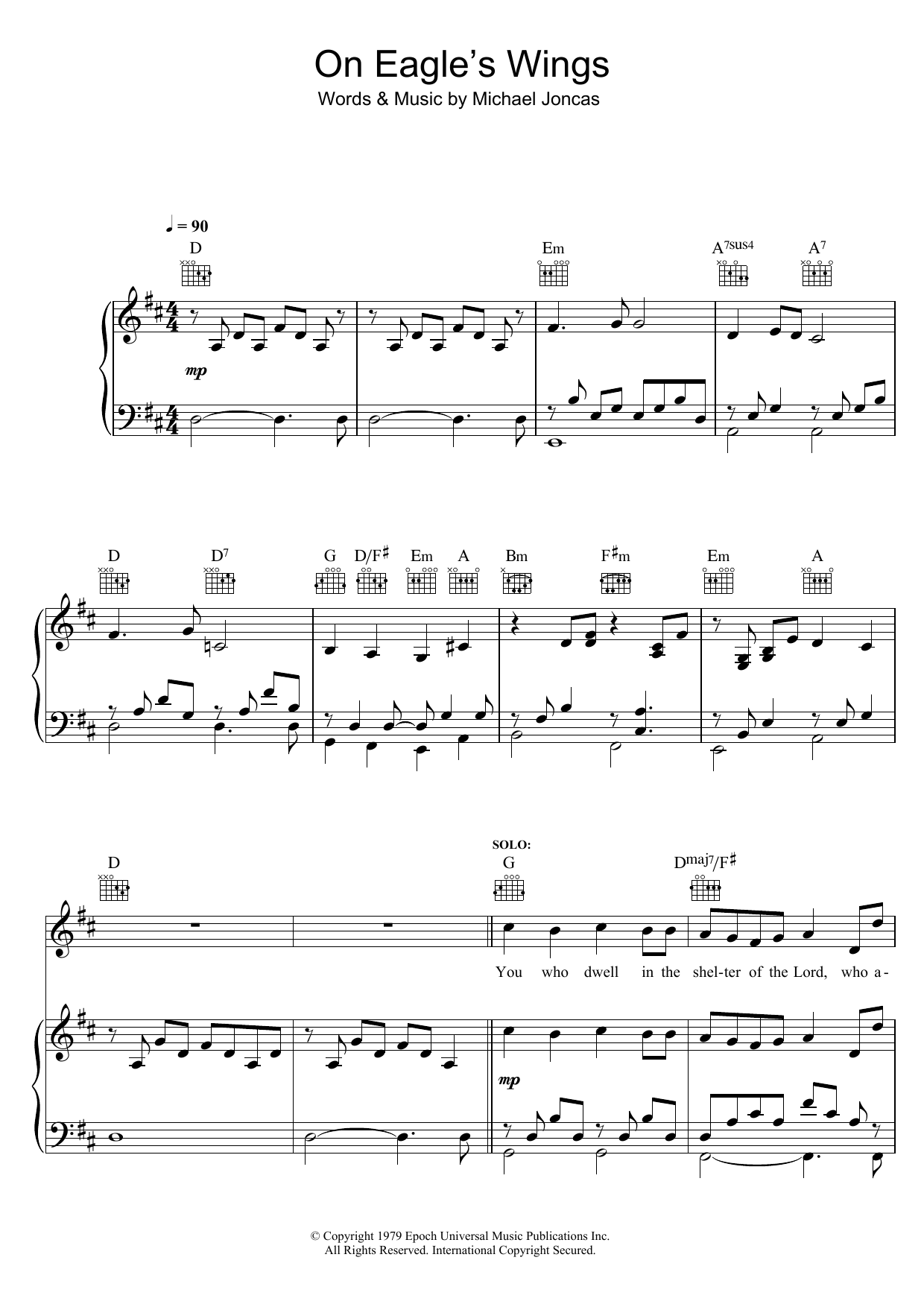 on eagles wings piano sheet music