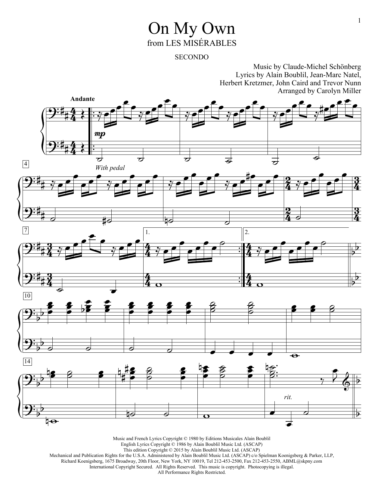 on my own piano sheet music on my own piano sheet music