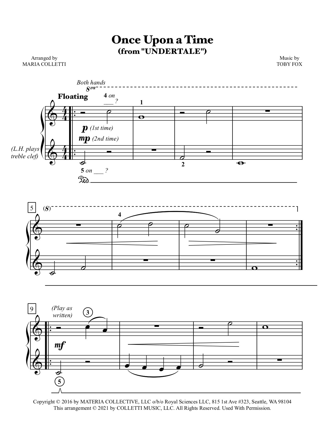 Once Upon A Time from Undertale Level 1 Piano Bright Sounds Piano