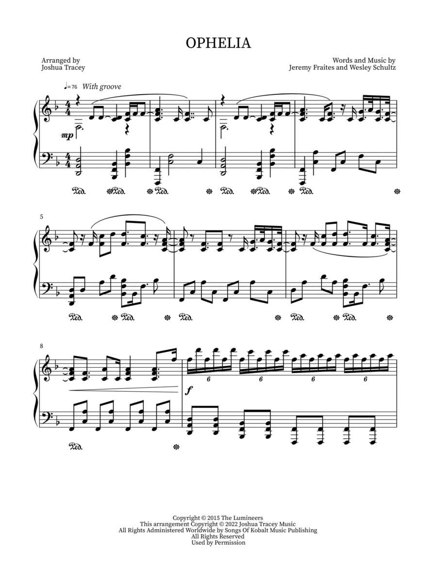Ophelia By The Lumineers Piano Solo Digital Sheet Music Sheet Music Plus