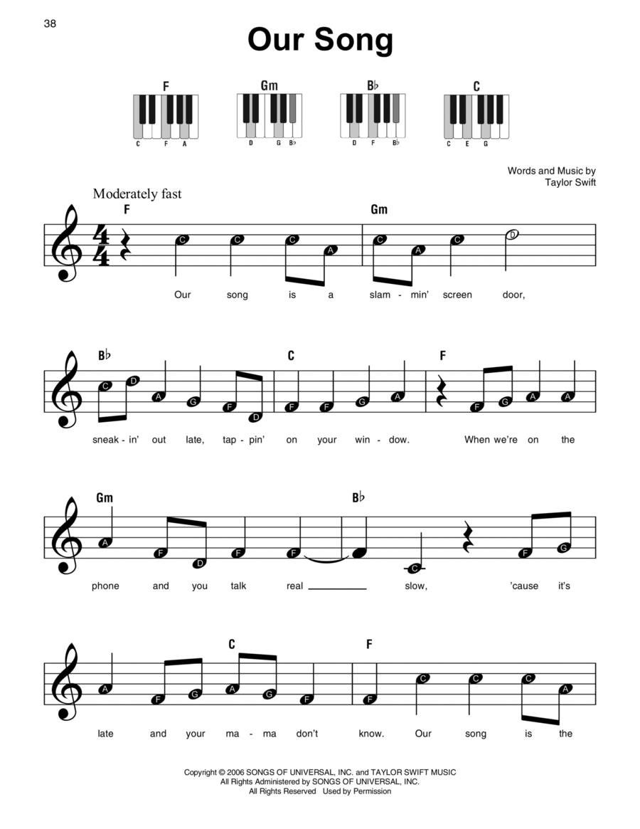 taylor swift easy piano sheet music taylor swift easy piano sheet music