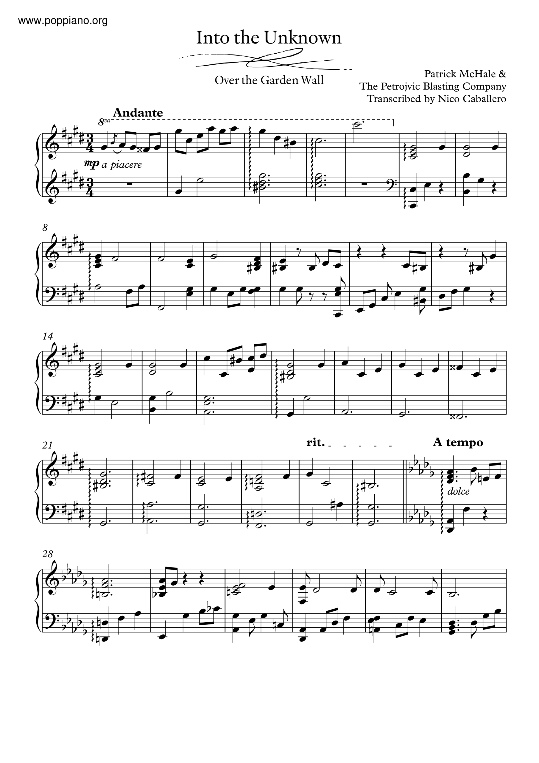 Over The Garden Wall Into The Unknown Sheet Music Piano Score Free PDF Download HK Pop Piano Academy Over The Garden Wall Into The Unknown Sheet Music Piano Score Free PDF Download HK Pop Piano Academy