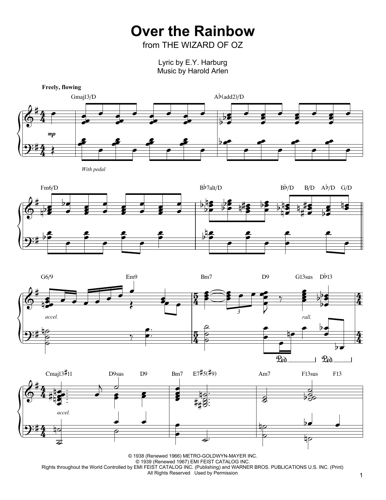 Over The Rainbow By Oscar Peterson Sheet Music For Piano Transcription At Sheet Music Direct