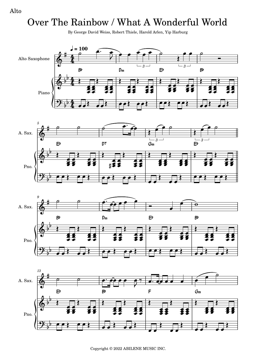 Over The Rainbow What A Wonderful World arr Fabio Eduardo De Oliveira By Israel Iz Kamakawiwo ole Sheet Music For Alto Sax And Piano At Sheet Music Direct Over The Rainbow What A Wonderful World arr Fabio Eduardo De Oliveira By Israel Iz Kamakawiwo ole Sheet Music For Alto Sax And Piano At Sheet Music Direct