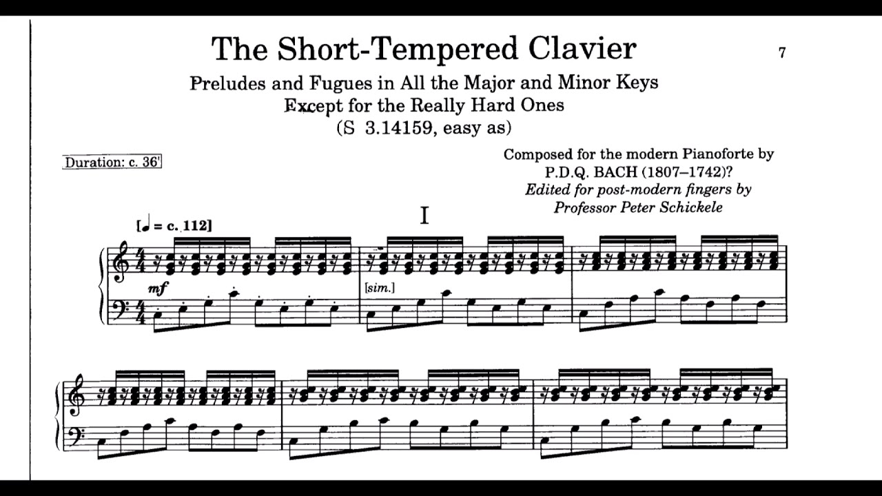 P D Q Bach The Short Tempered Clavier I C Major YouTube