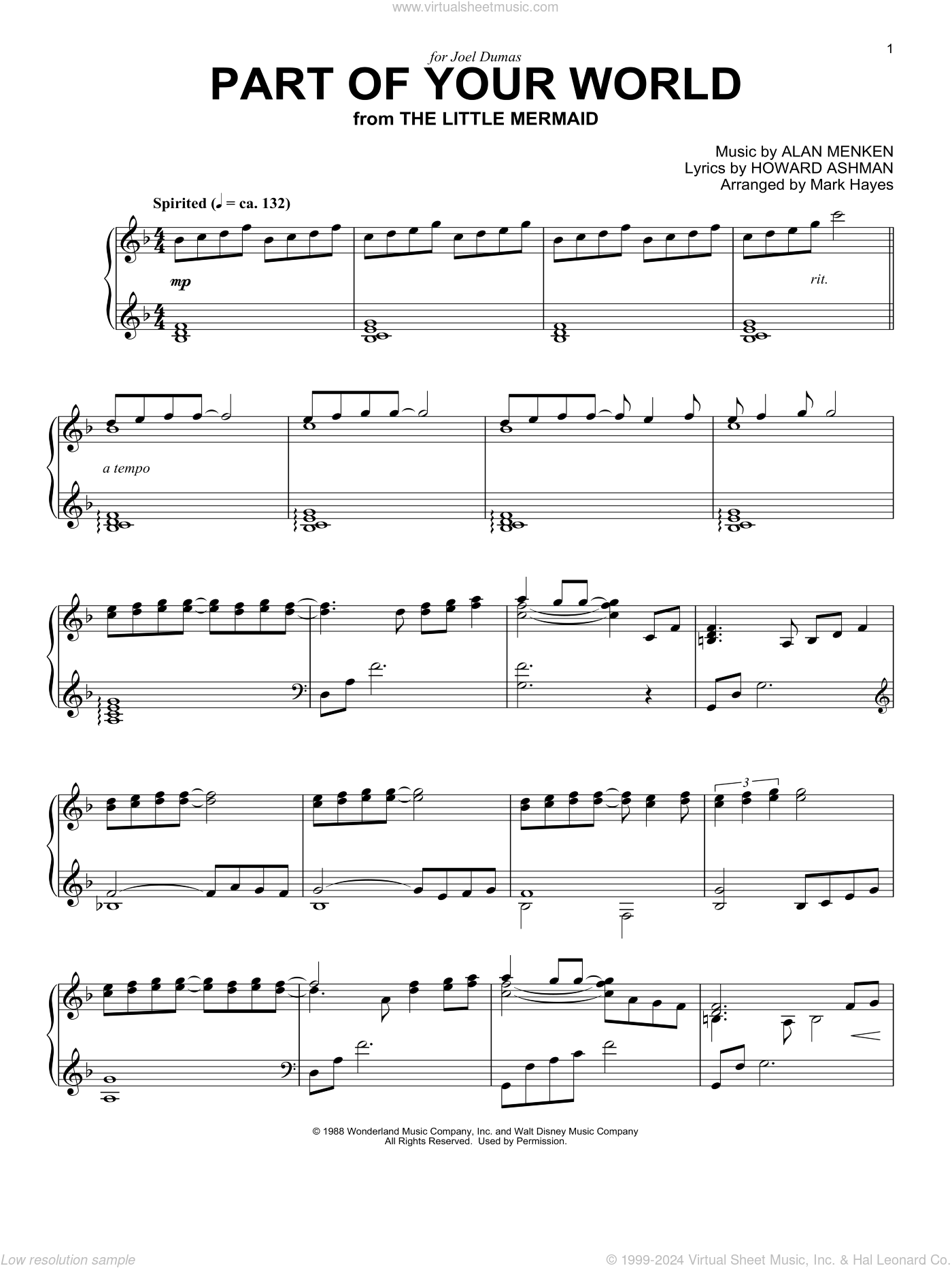 Part Of Your World from The Little Mermaid arr Mark Hayes Sheet Music intermediate For Piano Solo Part Of Your World from The Little Mermaid arr Mark Hayes Sheet Music intermediate For Piano Solo