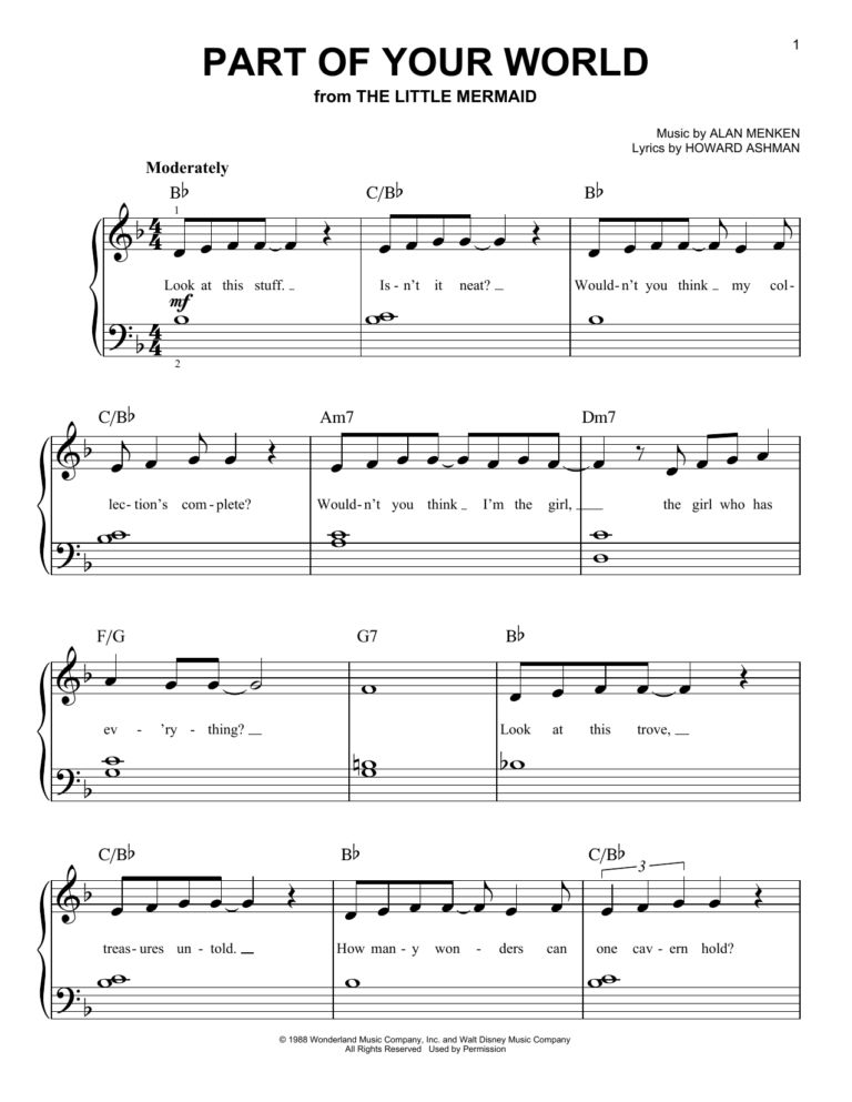 Part Of Your World from The Little Mermaid By Alan Menken Howard Ashman Sheet Music For Easy Piano At Sheet Music Direct
