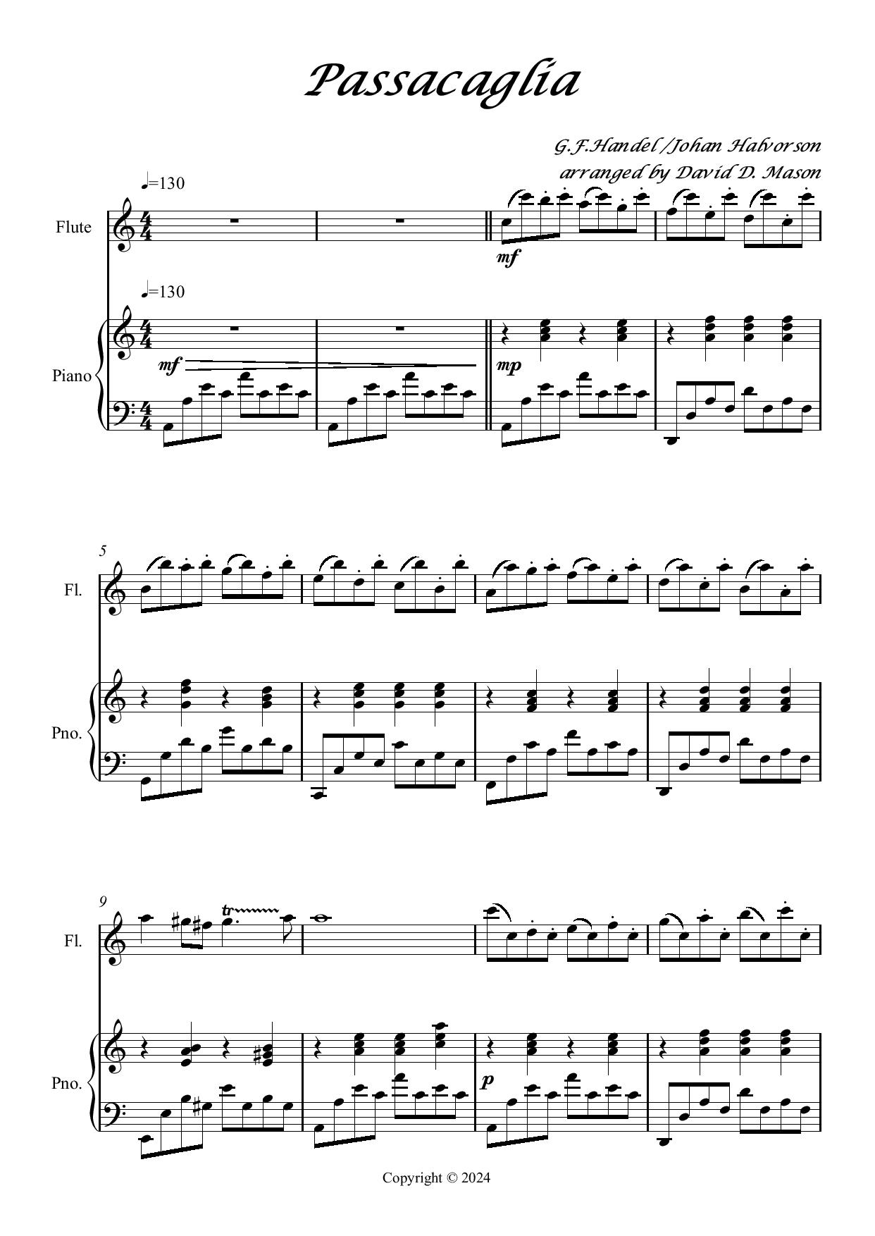 Passacaglia Flute Piano Sheet Music Marketplace Passacaglia Flute Piano Sheet Music Marketplace