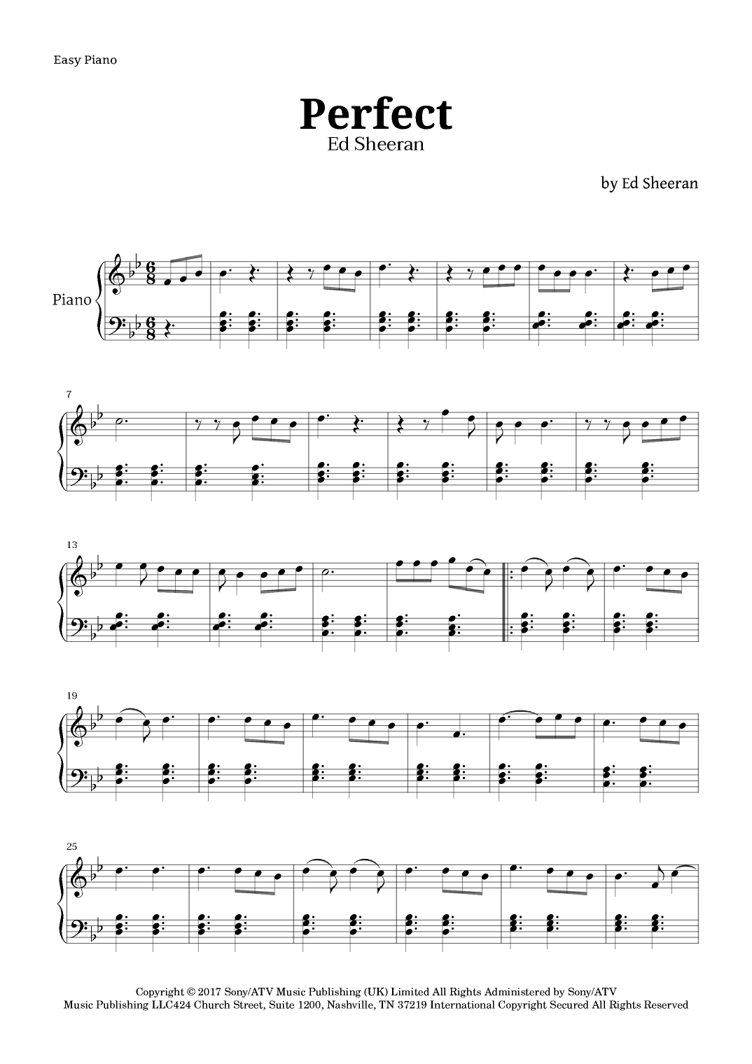 Perfect arr Langanho By Ed Sheeran Sheet Music For Easy Piano At Sheet Music Direct Perfect arr Langanho By Ed Sheeran Sheet Music For Easy Piano At Sheet Music Direct