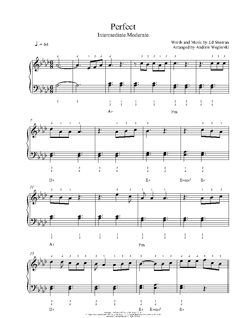 Perfect By Ed Sheeran Sheet Music Lesson Intermediate Level