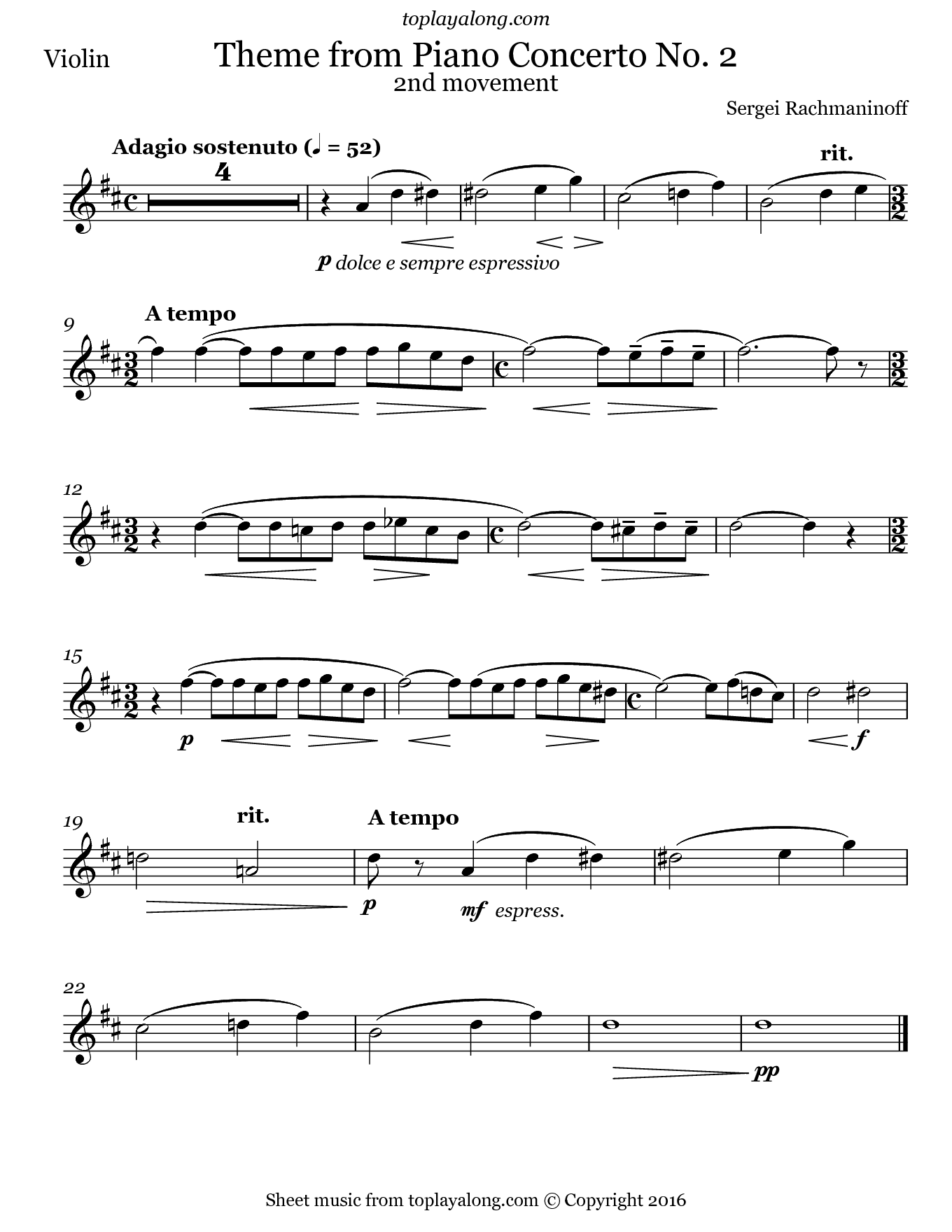 Piano Concerto No 2 2nd Mvt Theme Toplayalong Piano Concerto No 2 2nd Mvt Theme Toplayalong