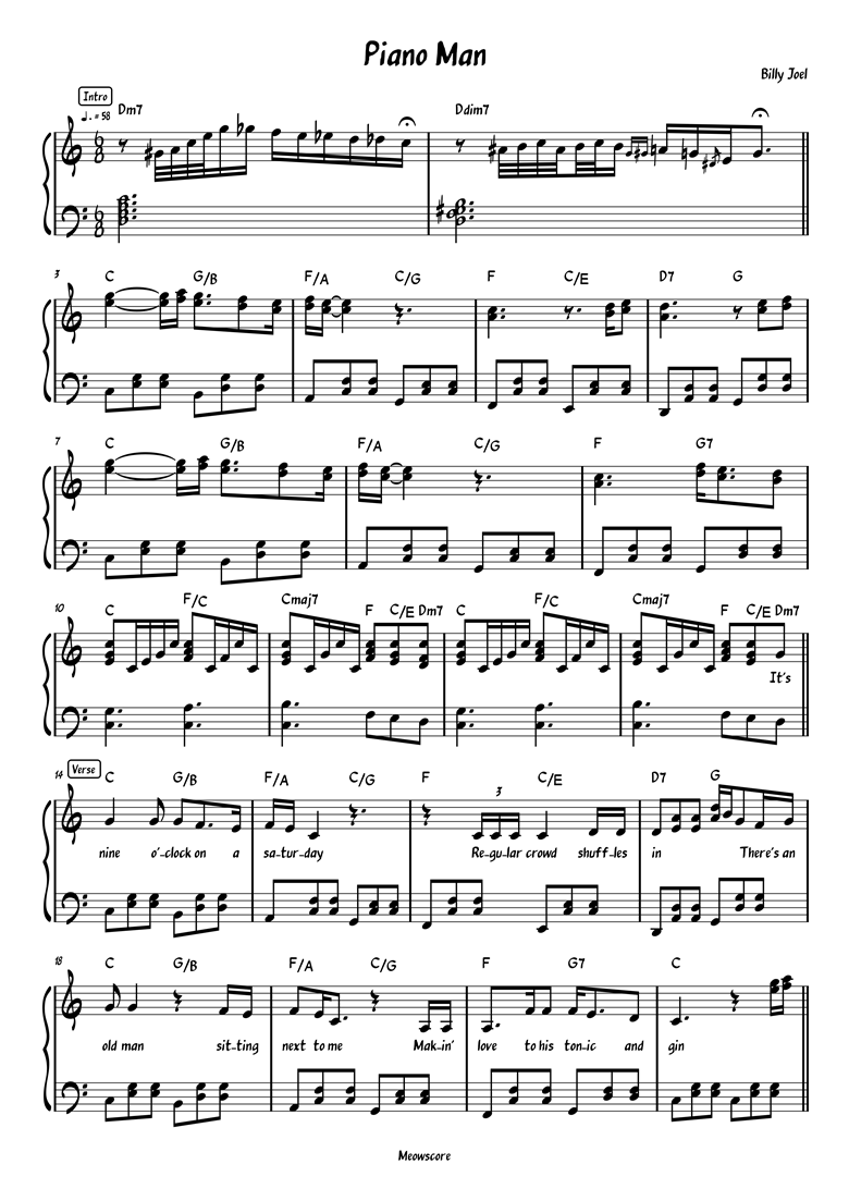 Piano Man Billy Joel Piano Meowscore s Ko fi Shop