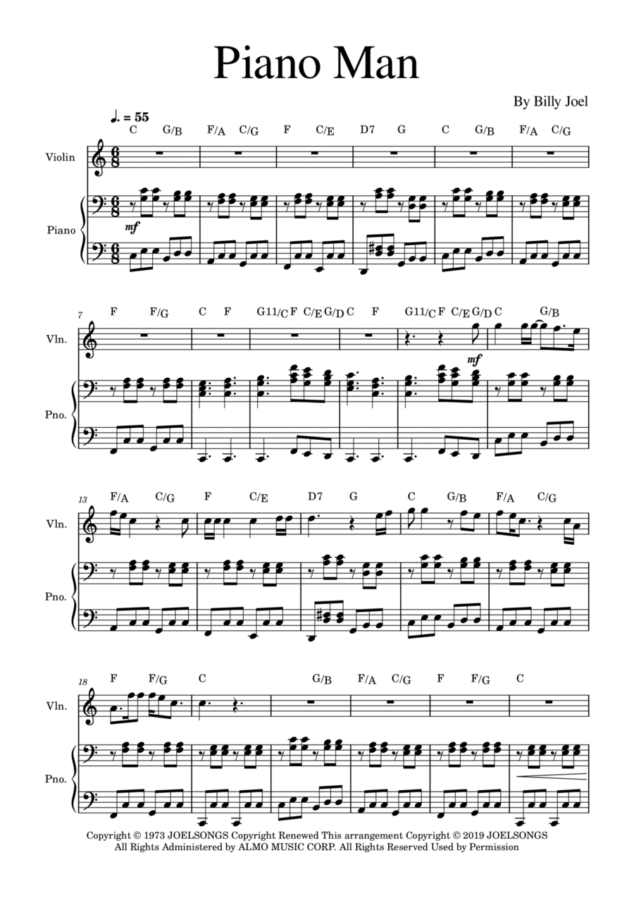 Piano Man By Billy Joel Piano Violin Solo Digital Sheet Music Sheet Music Plus Piano Man By Billy Joel Piano Violin Solo Digital Sheet Music Sheet Music Plus