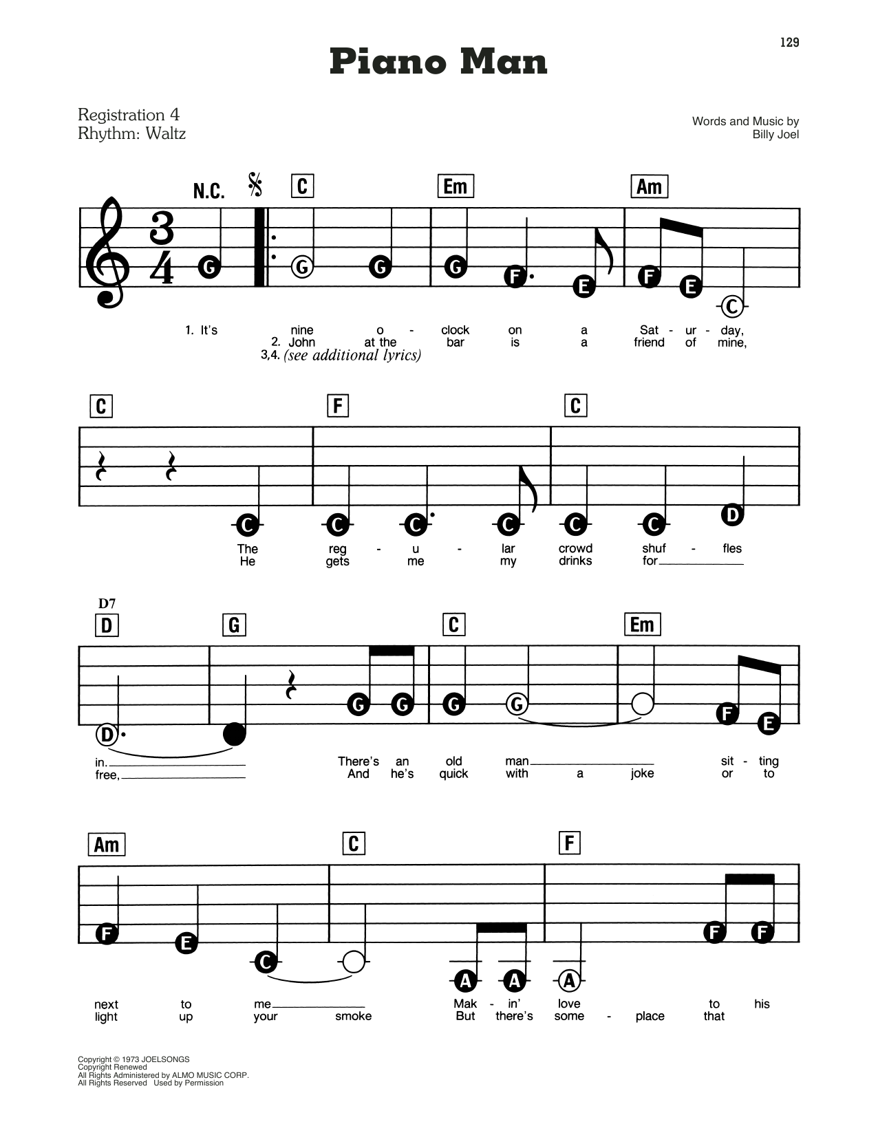 Piano Man By Billy Joel Sheet Music For E Z Play Today At Sheet Music Direct Piano Man By Billy Joel Sheet Music For E Z Play Today At Sheet Music Direct