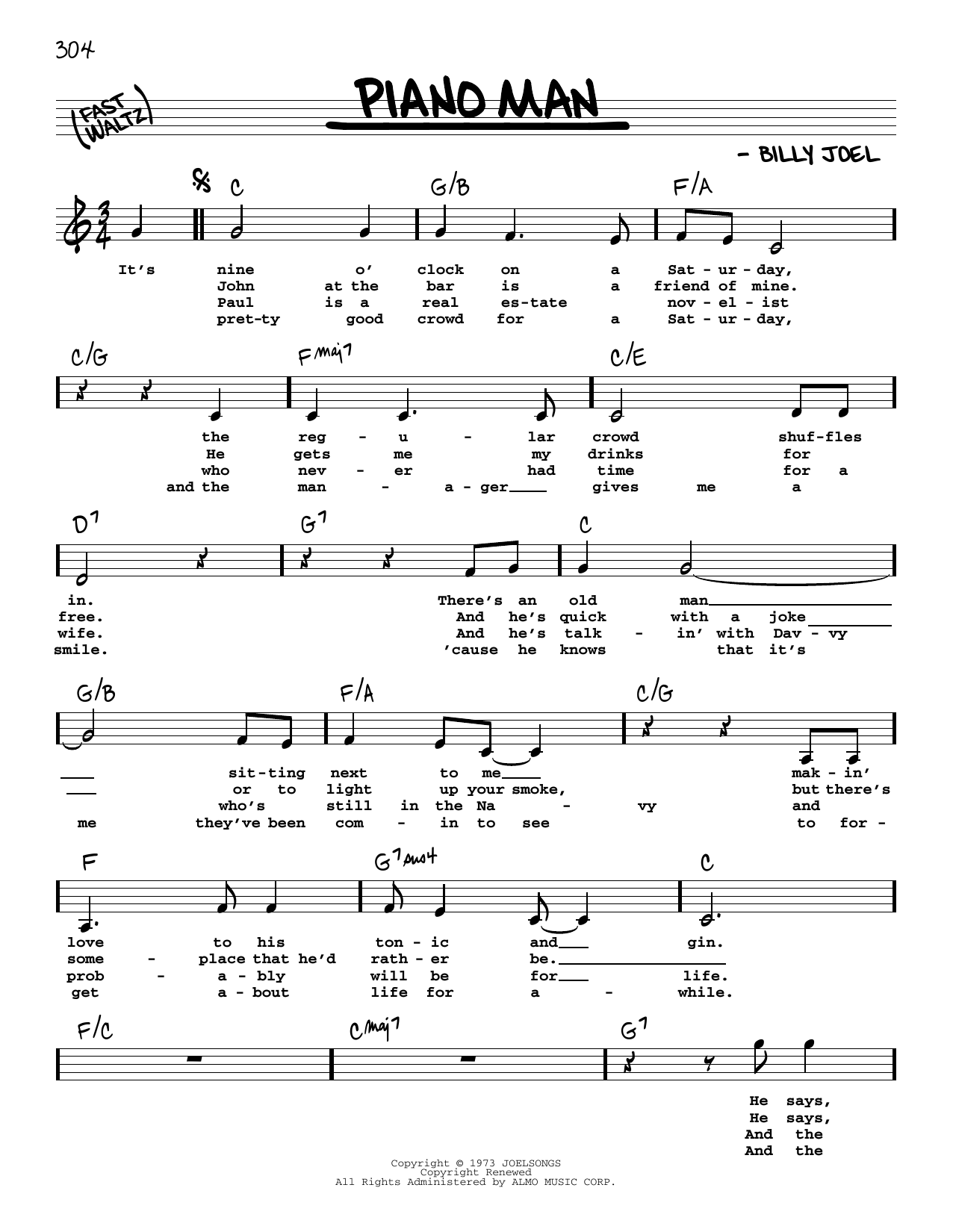 billy joel sheet music for piano