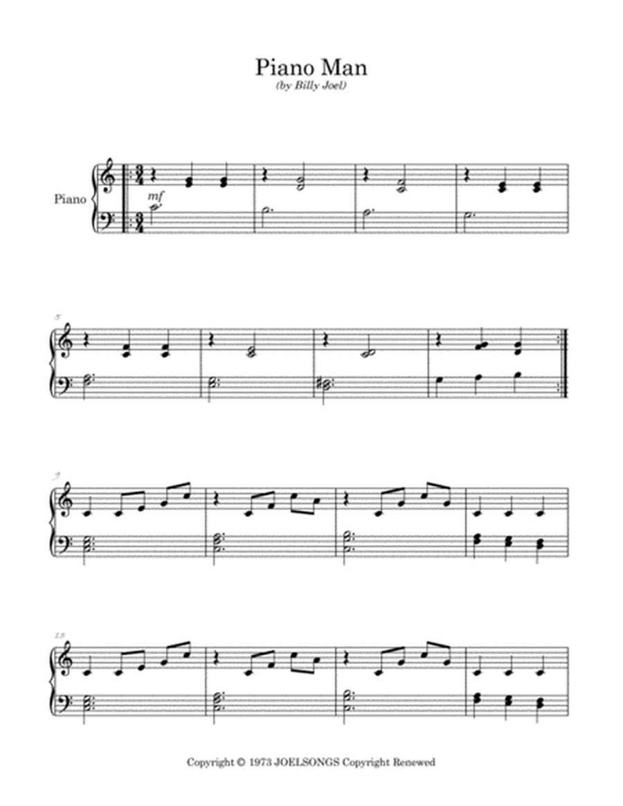 Piano Man Piano Sheet Music Peterson Piano Academy
