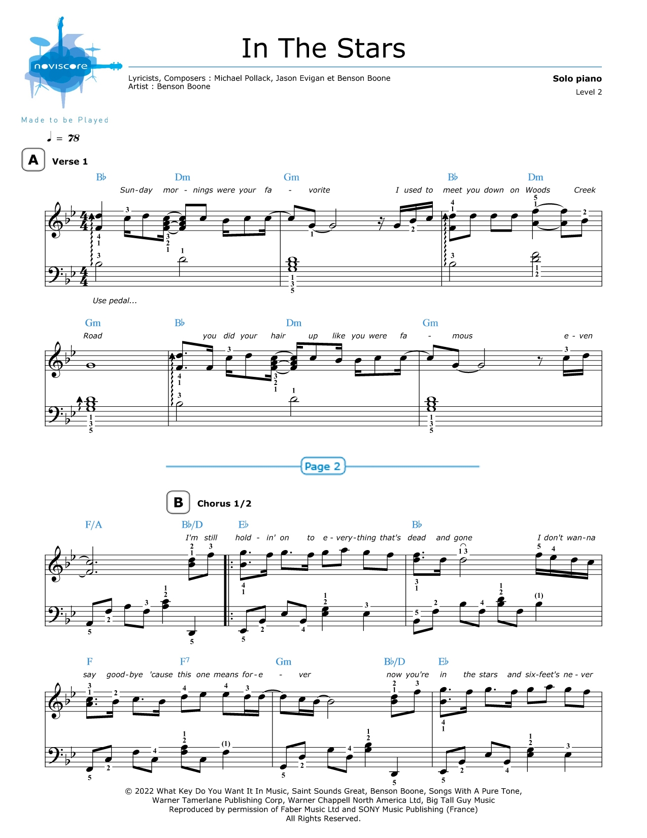 Piano Sheet Music In The Stars Benson Boone Noviscore Sheets Piano Sheet Music In The Stars Benson Boone Noviscore Sheets